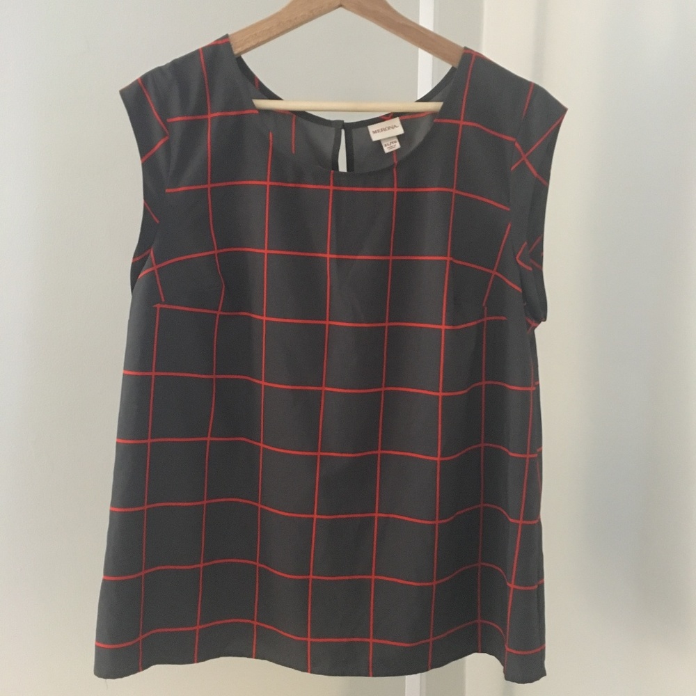 Merona Cap Sleeve Windowpane Blouse